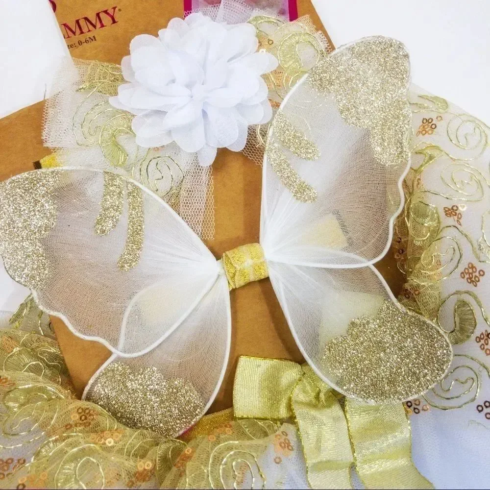 Elly & Emmy 3-Piece Angel Tutu Set Sz 0-6M